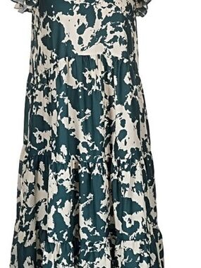 Pinch Green and White Printed Tiered Midi Dress small